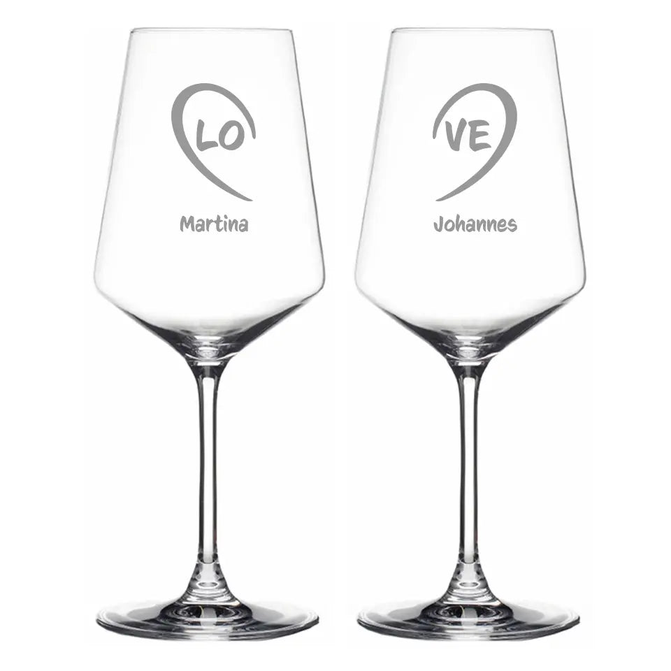 Set 2 bicchieri da vino "LOVE" con incisione