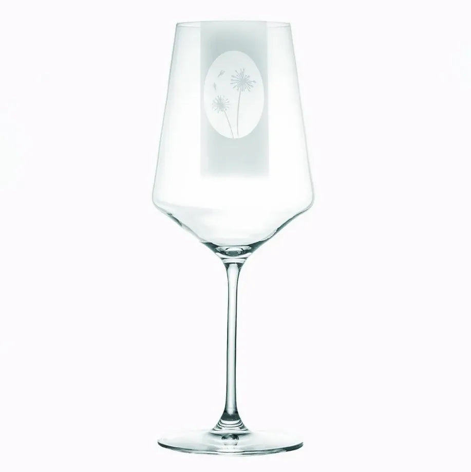 weinglas pusteblume mit gravur